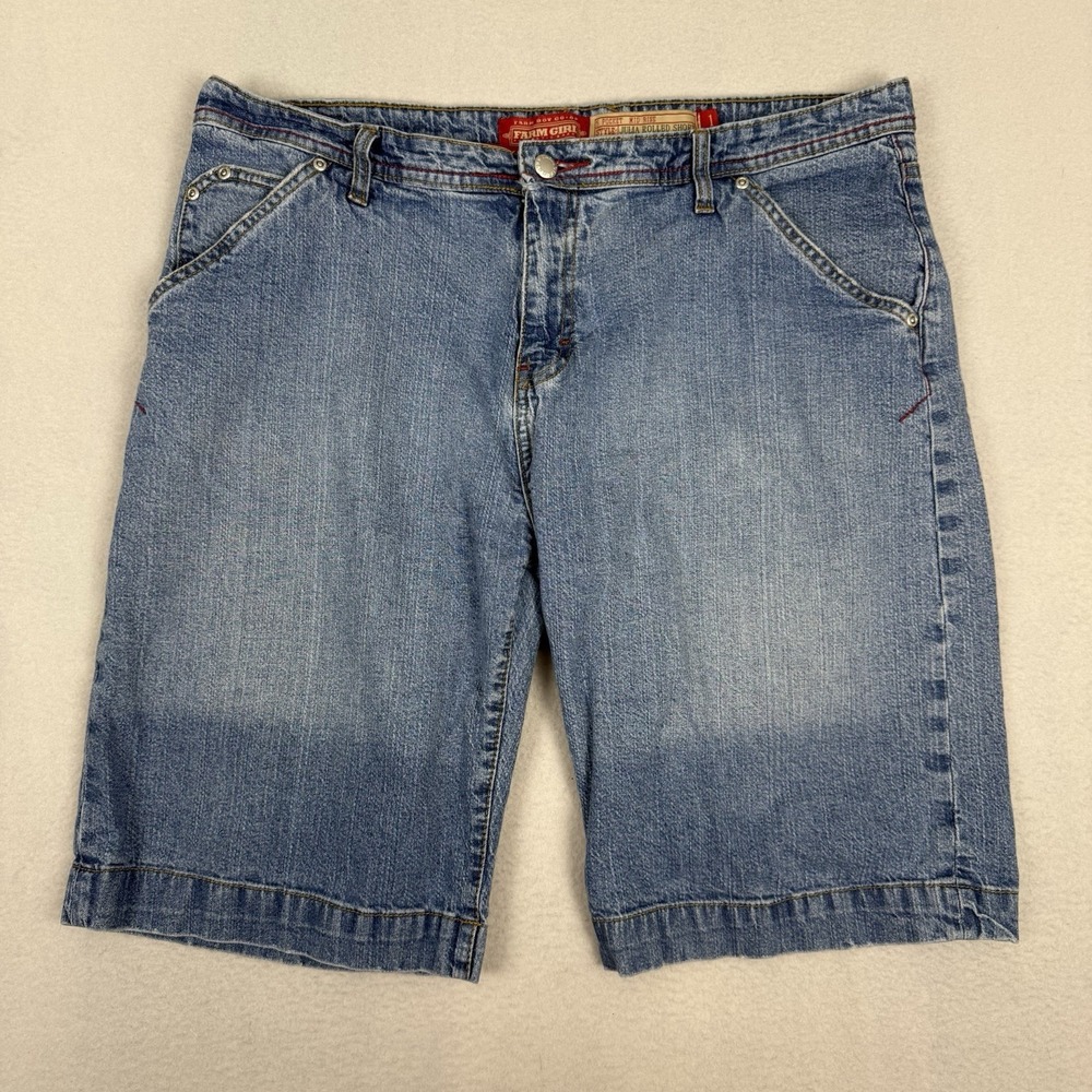 Farm Girl Julia Rolled Short Denim Jean Shorts Womens 14 Mid Rise Barbwire Y2K
